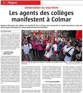 L'Alsace (07.02.17) - Region - Les agents des collèges manifestent à Colmar #ATC