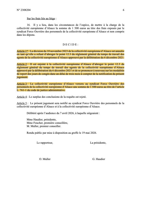 Jugement du tribunal administratif